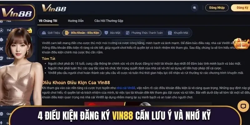 4 điều kiện vin88 cần lưu ý và nhớ kỹ